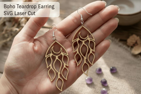 Download Boho Teardrop Earring SVG Laser Cut - Premium Resources