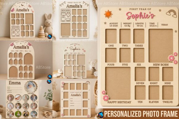 Download My First Year Photo Frame Laser Cut - Photo Collection